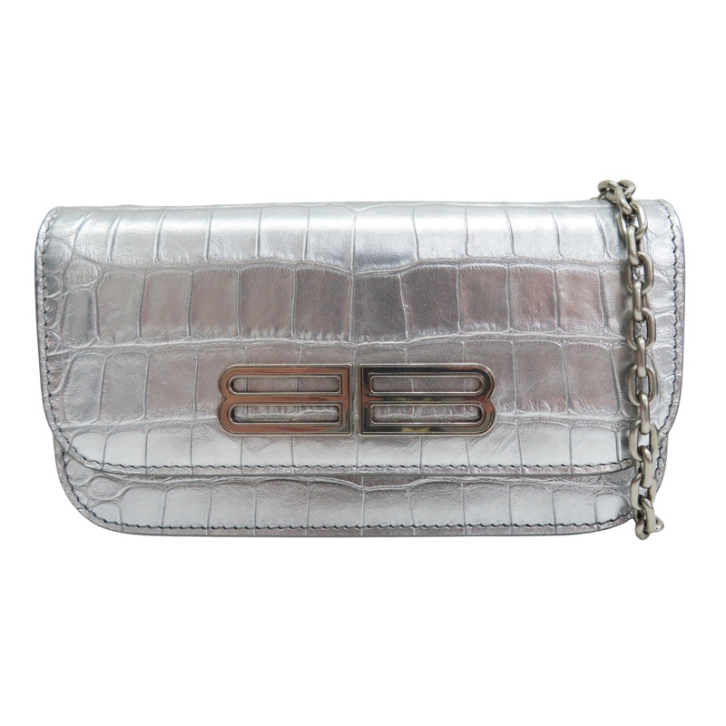 銀色 牛皮壓紋 Gossip WOC 單肩包【BALENCIAGA 巴黎世家】 688894-0