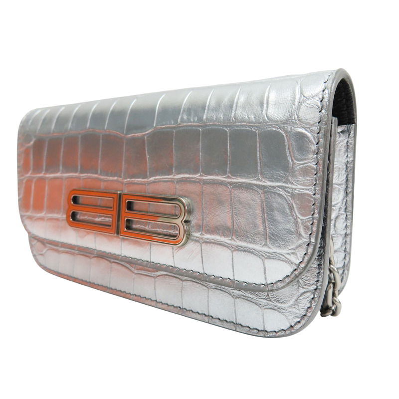 銀色 牛皮壓紋 Gossip WOC 單肩包【BALENCIAGA 巴黎世家】 688894-2