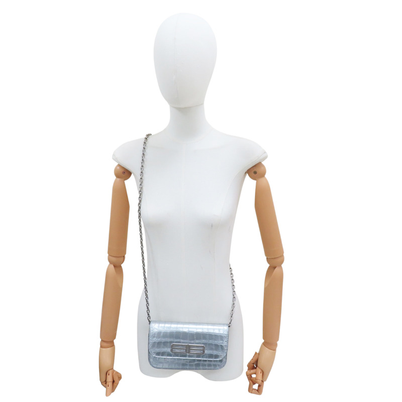 銀色 牛皮壓紋 Gossip WOC 單肩包【BALENCIAGA 巴黎世家】 688894-8