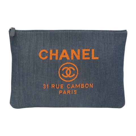 藍色 丹寧布 Deauville Pouch 手拿包【CHANEL 香奈兒】 A80117