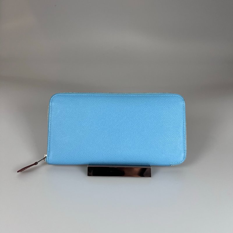 HERMES D刻 淺藍絲巾長夾-0