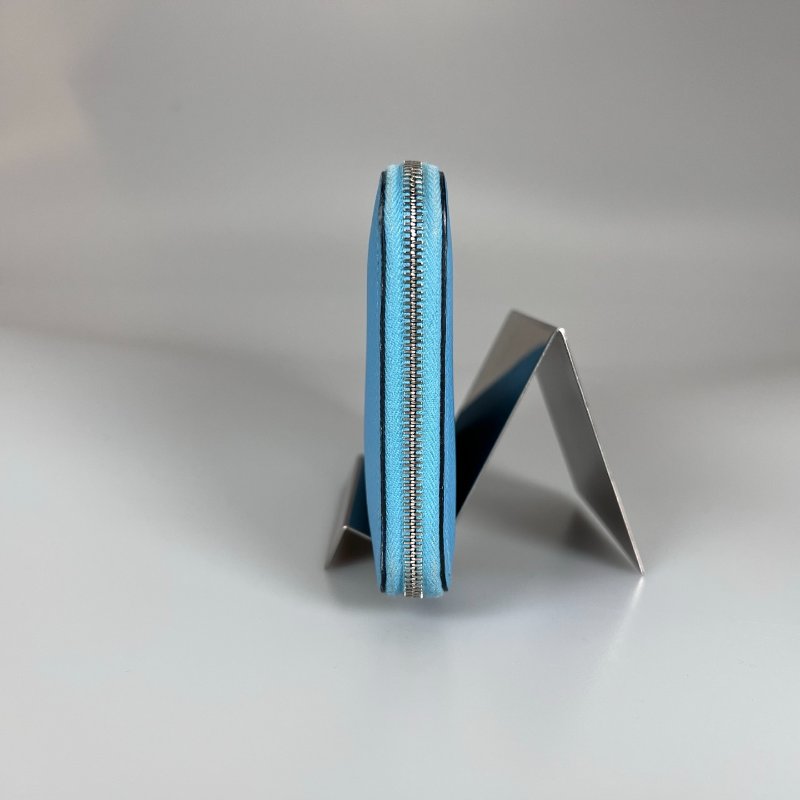 HERMES D刻 淺藍絲巾長夾-2