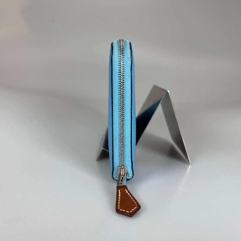 HERMES D刻 淺藍絲巾長夾-3