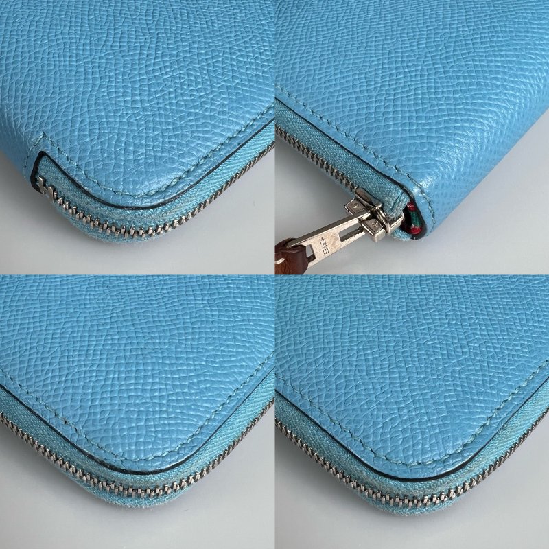 HERMES D刻 淺藍絲巾長夾-8