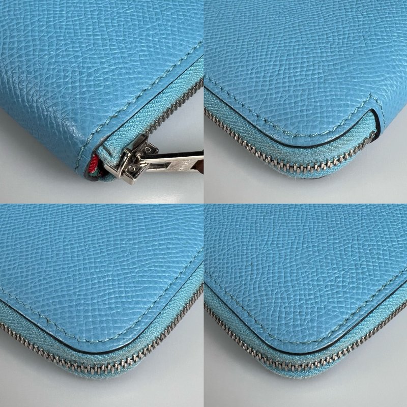 HERMES D刻 淺藍絲巾長夾-9