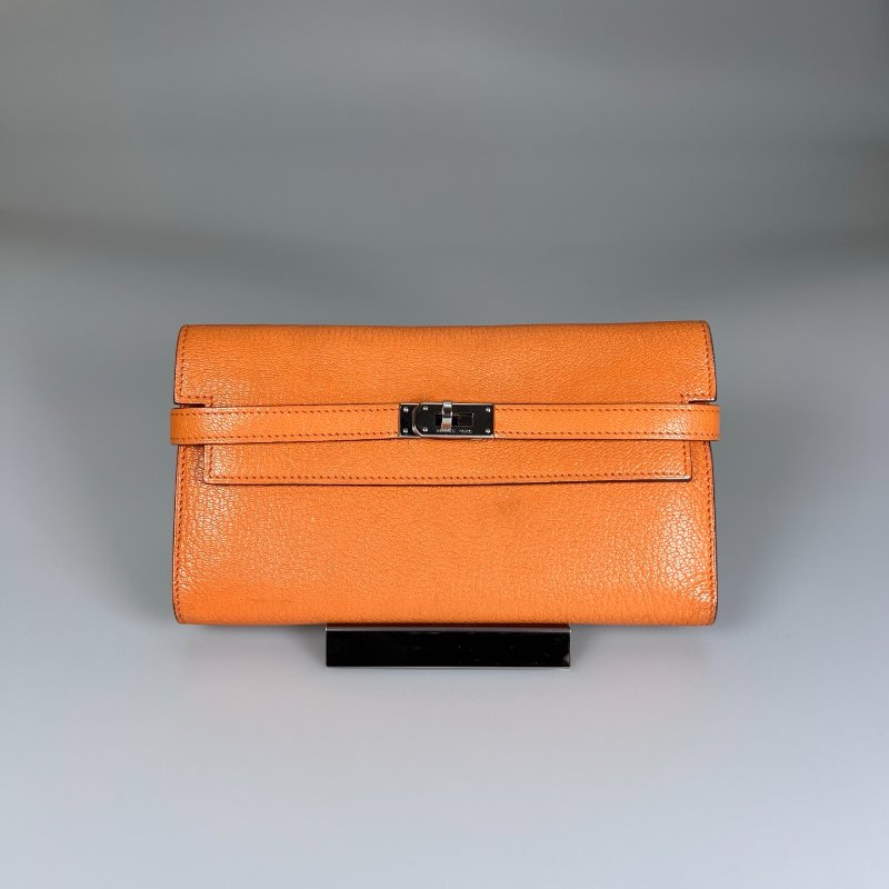 HERMES □M刻 愛馬仕橘Kelly長夾-0