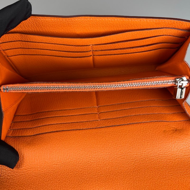 HERMES □M刻 愛馬仕橘Kelly長夾-6