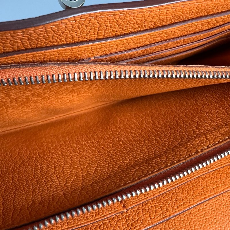HERMES □M刻 愛馬仕橘Kelly長夾-9