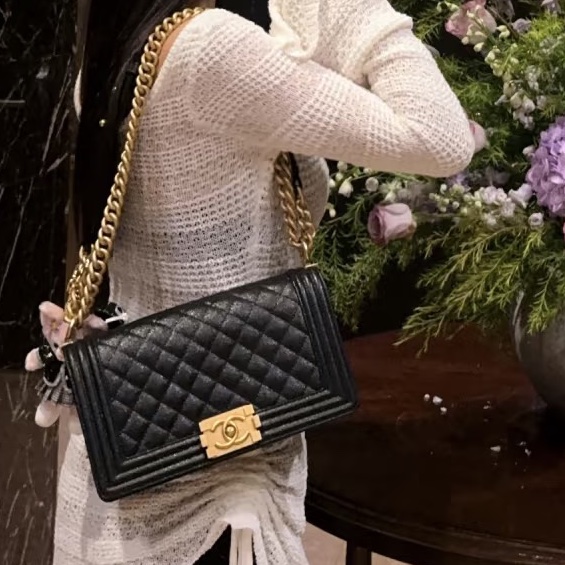 🔥🔥CHANEL Boy25 黑金荔枝皮🔥🔥 晶片 購證&發票-0