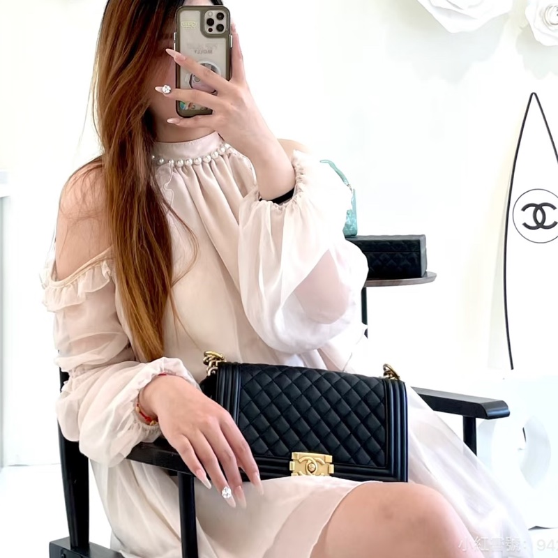 🔥🔥CHANEL Boy25 黑金荔枝皮🔥🔥 晶片 購證&發票-9