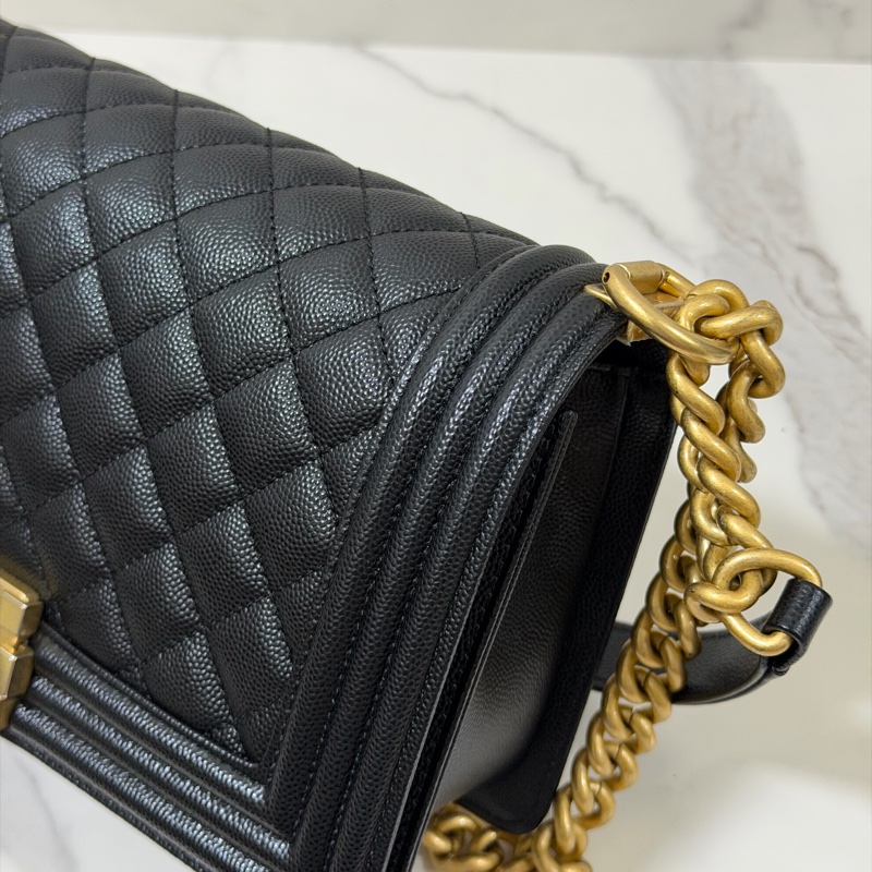 🔥🔥CHANEL Boy25 黑金荔枝皮🔥🔥 晶片 購證&發票-10