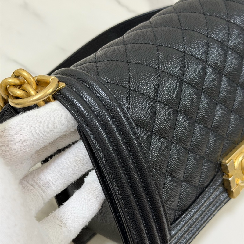 🔥🔥CHANEL Boy25 黑金荔枝皮🔥🔥 晶片 購證&發票-11
