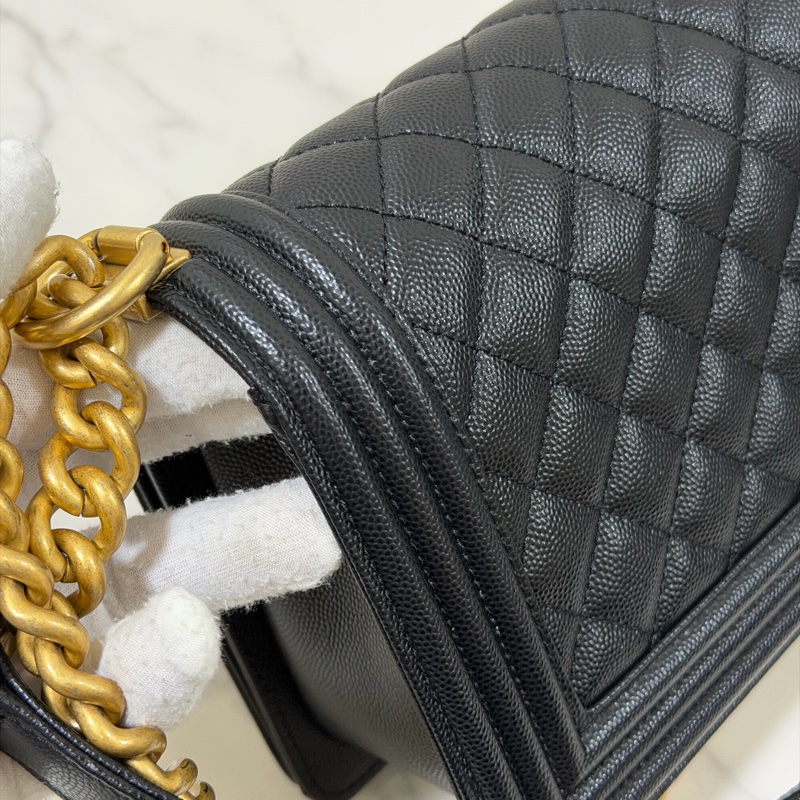 🔥🔥CHANEL Boy25 黑金荔枝皮🔥🔥 晶片 購證&發票-12