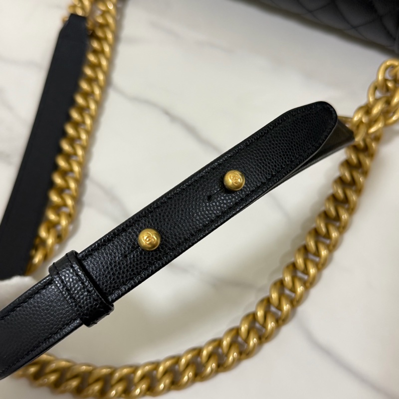 🔥🔥CHANEL Boy25 黑金荔枝皮🔥🔥 晶片 購證&發票-31