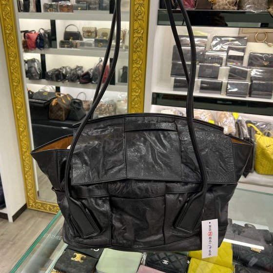 東區正精品㊣Bottega Veneta BV 691680 黑色全皮大格編織手提包肩背包大款 RZ4435-0
