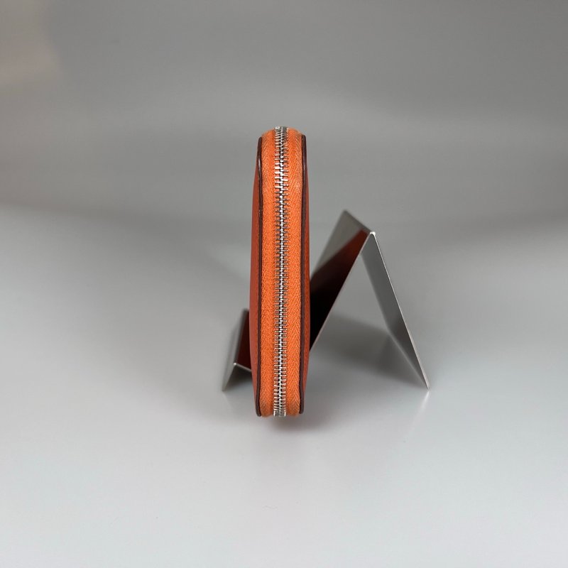 HERMES U刻 愛馬仕橘絲巾長夾-2