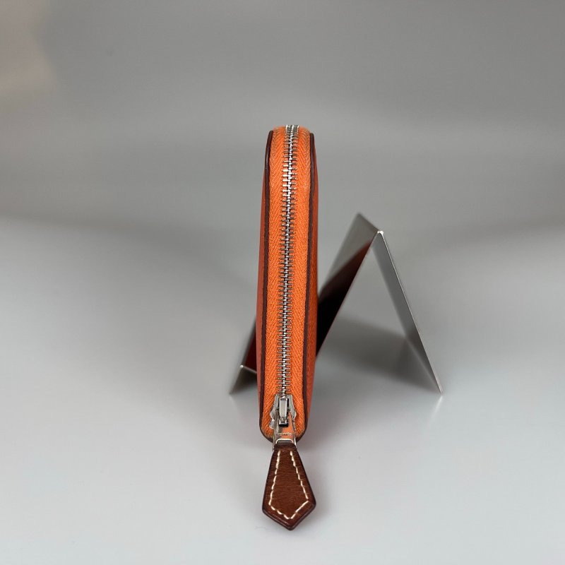 HERMES U刻 愛馬仕橘絲巾長夾-3