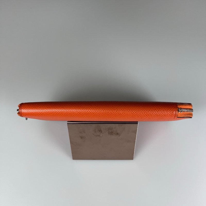 HERMES U刻 愛馬仕橘絲巾長夾-4