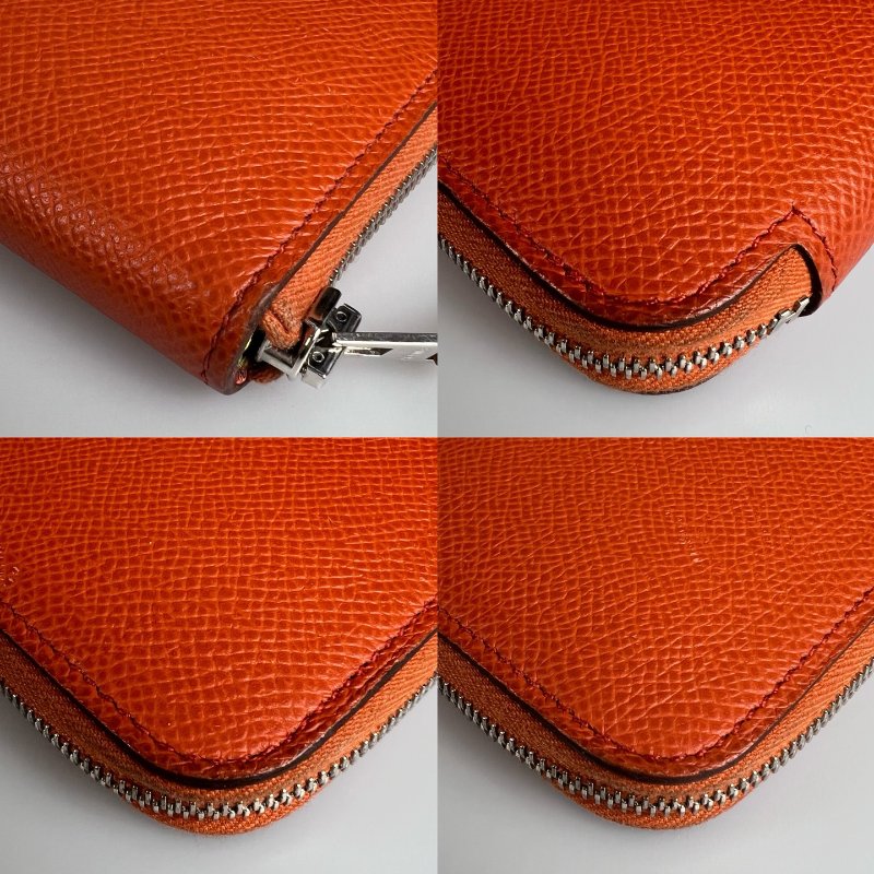 HERMES U刻 愛馬仕橘絲巾長夾-12