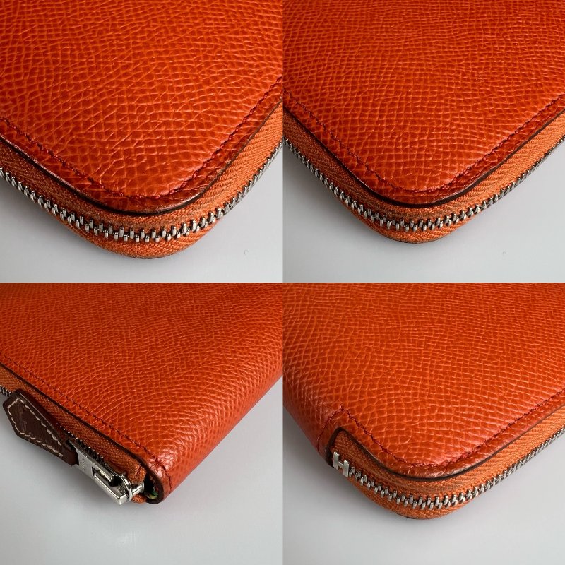 HERMES U刻 愛馬仕橘絲巾長夾-13