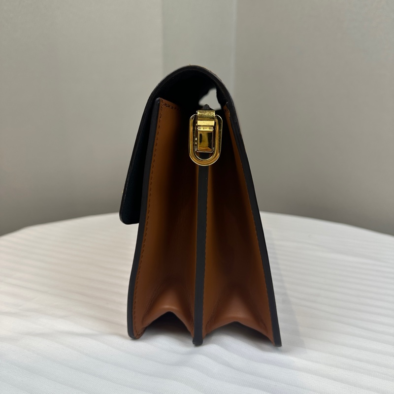 路易威登/Louis Vuitton Dauphine 金扣棕色雙色老花達芙妮中號 鏈條皮革肩帶 25x10.5x17cm-4