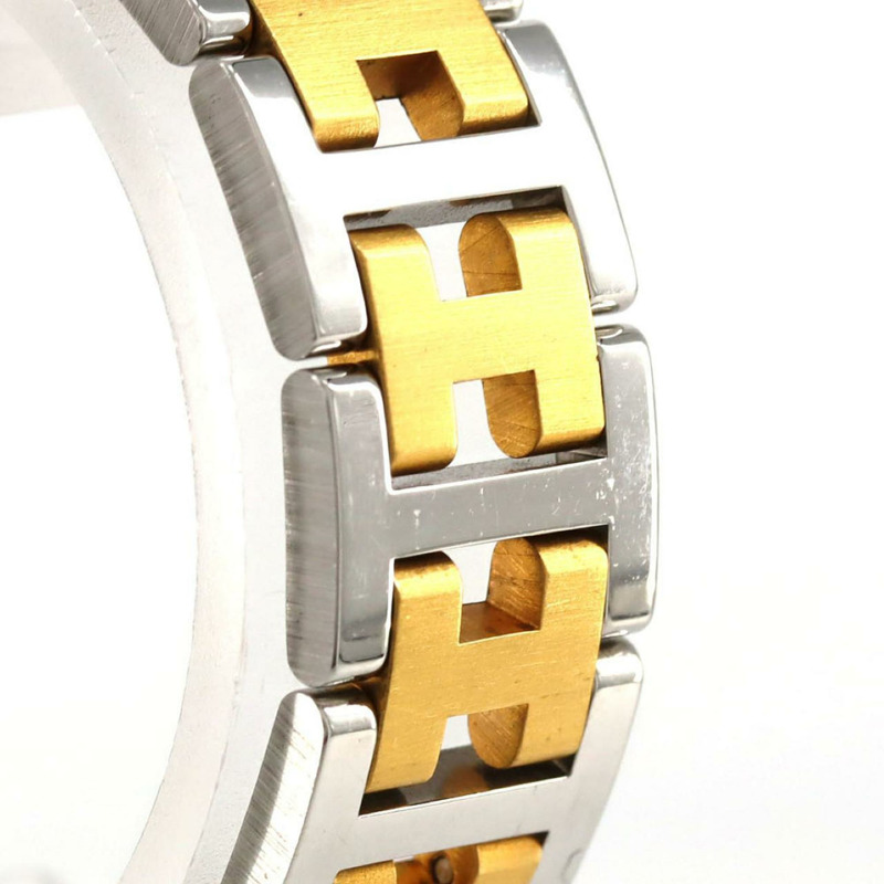 愛馬仕 Clipper 雙色不鏽鋼 x 黃色石英錶-3