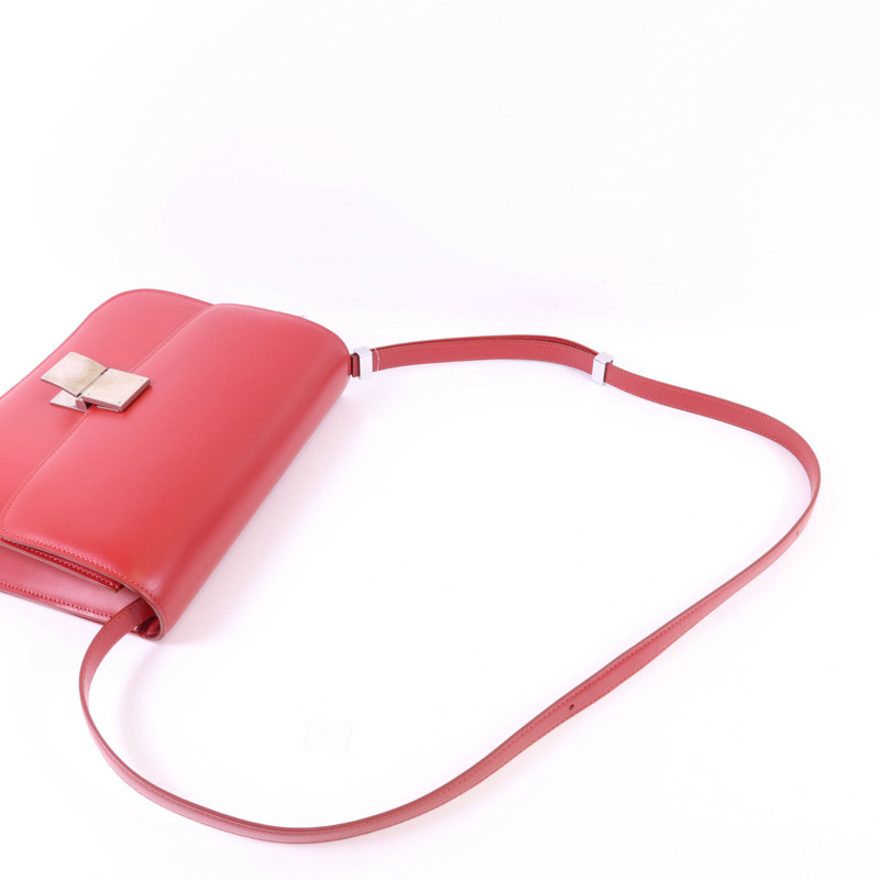 CELINE 牛皮皮革Classic Box銀扣肩背袋-4