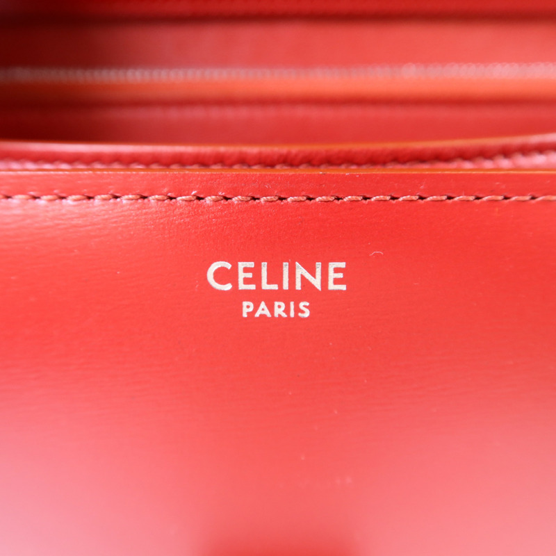 CELINE 牛皮皮革Classic Box銀扣肩背袋-6