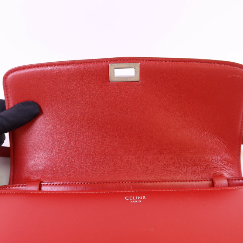 CELINE 牛皮皮革Classic Box銀扣肩背袋-16