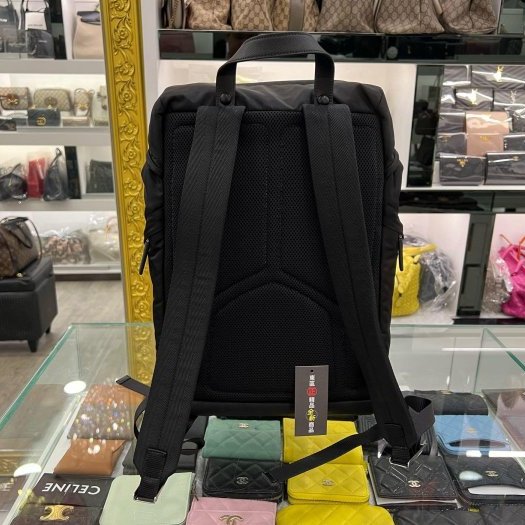 東區正精品㊣PRADA 2VZ135 全新黑色尼龍銀三角牌束口前口袋拉鍊口袋大後背包 RZ5833-5