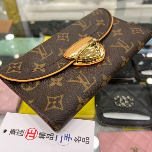 東區正精品㊣LOUIS VUITTON LV M60123 字紋曼哈頓三折釦子長夾 RA1697-7