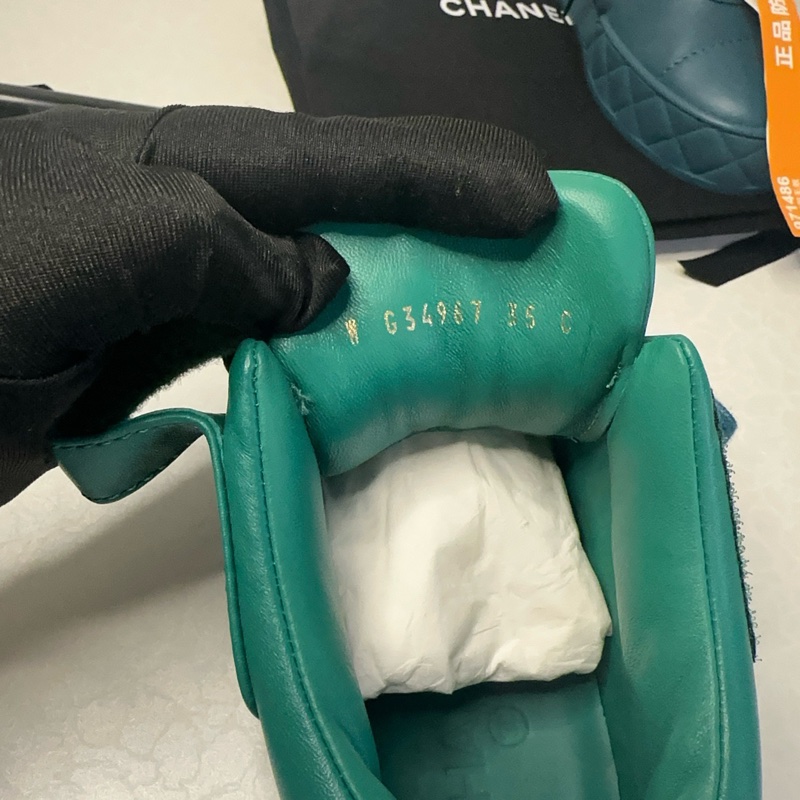 全新 Chanel 香奈兒 全皮高幫板鞋 吸睛藍色拼色 35碼-5