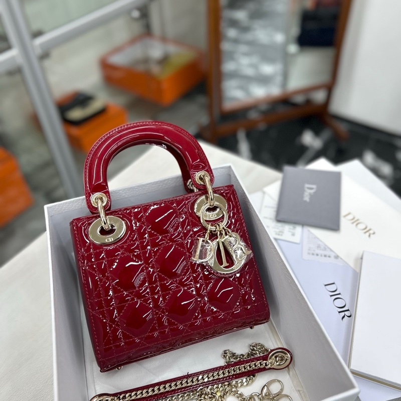 Dior櫻桃紅漆皮三格戴妃-0