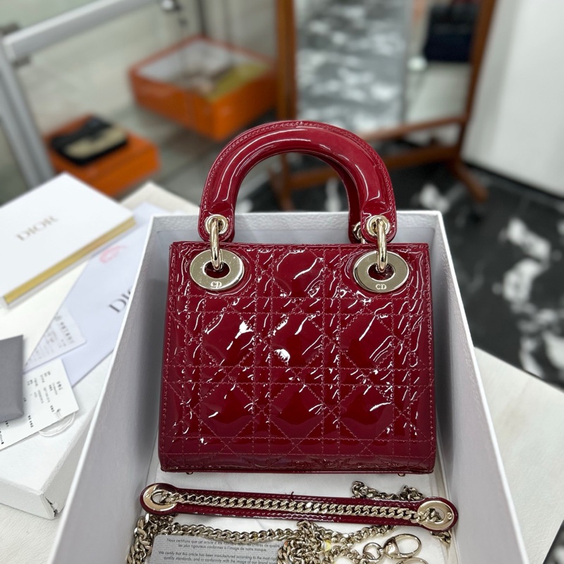 Dior櫻桃紅漆皮三格戴妃-1