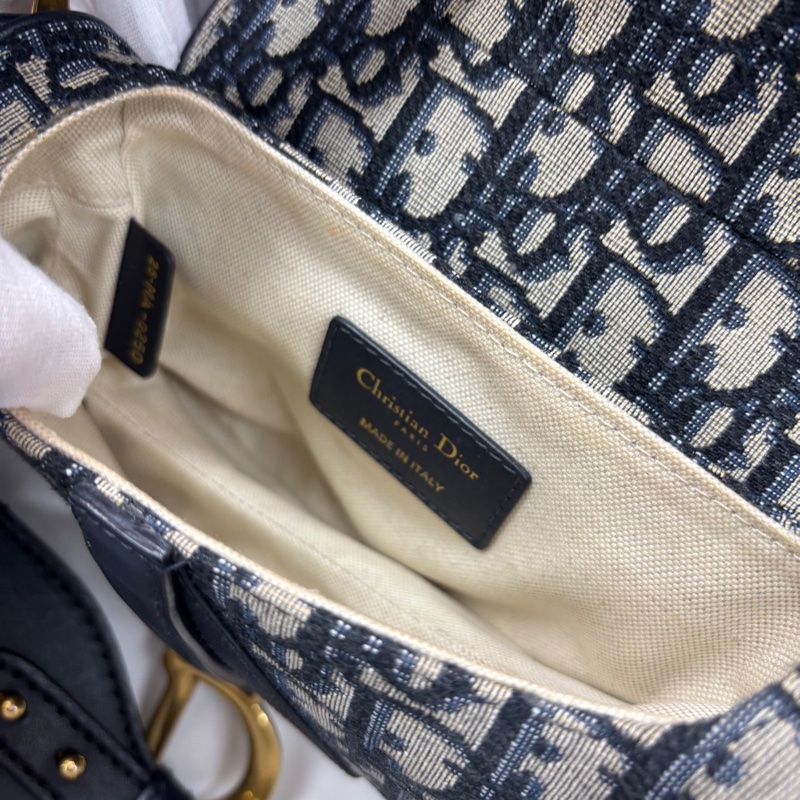 Dior藍金老花馬鞍包小號-7