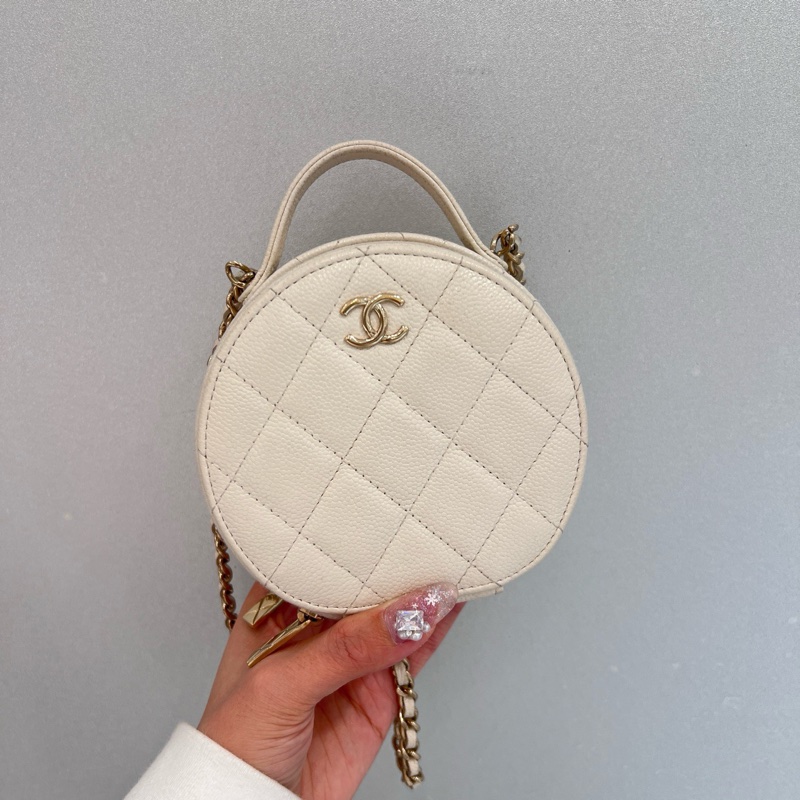 Chanel白色圓餅包 mini-0