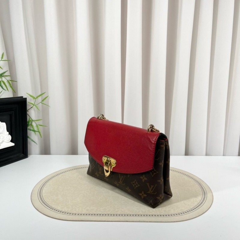 zzz LV路易威登 SAINT PLACIDE 傳奇鏈條包 紅拼老花 紅色內裡 容量剛好 適合日常使用-3