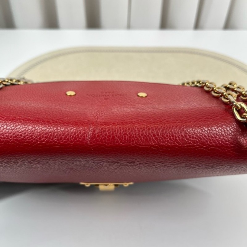 zzz LV路易威登 SAINT PLACIDE 傳奇鏈條包 紅拼老花 紅色內裡 容量剛好 適合日常使用-13