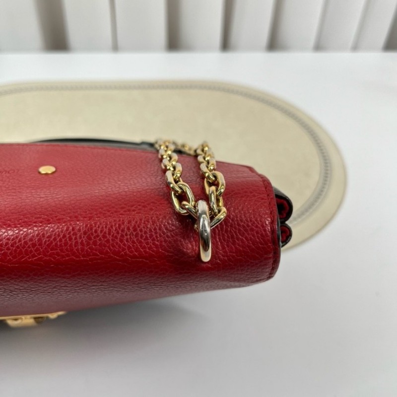zzz LV路易威登 SAINT PLACIDE 傳奇鏈條包 紅拼老花 紅色內裡 容量剛好 適合日常使用-17