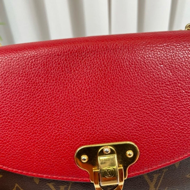 zzz LV路易威登 SAINT PLACIDE 傳奇鏈條包 紅拼老花 紅色內裡 容量剛好 適合日常使用-18