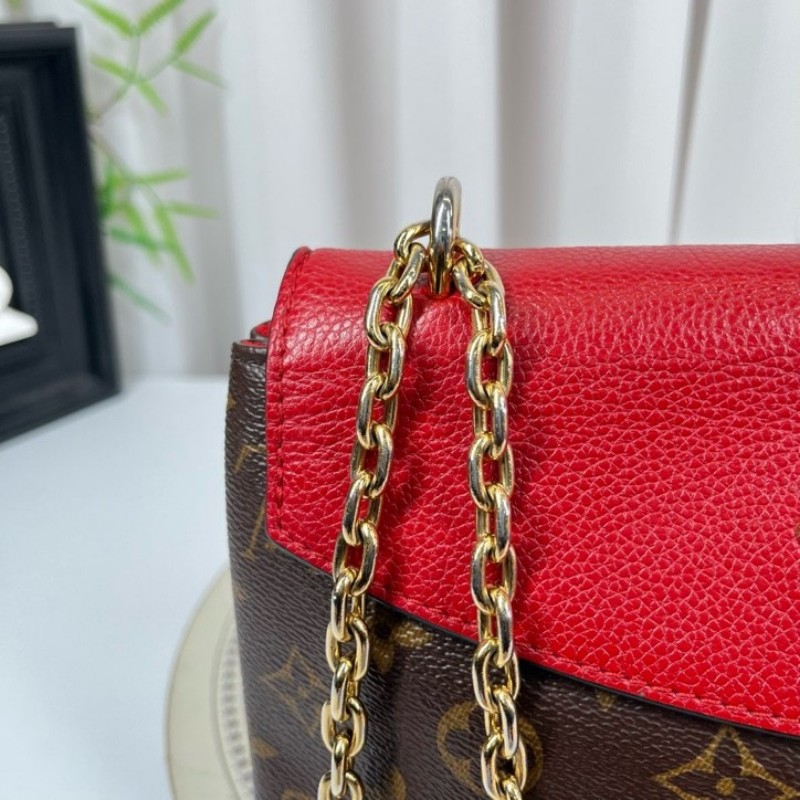 zzz LV路易威登 SAINT PLACIDE 傳奇鏈條包 紅拼老花 紅色內裡 容量剛好 適合日常使用-24