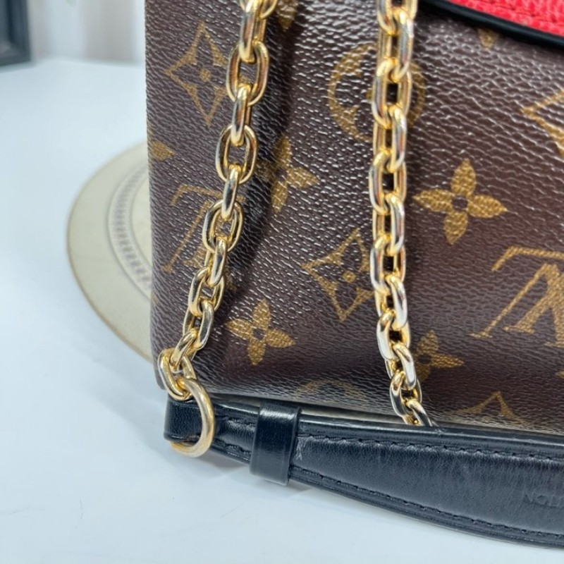 zzz LV路易威登 SAINT PLACIDE 傳奇鏈條包 紅拼老花 紅色內裡 容量剛好 適合日常使用-25