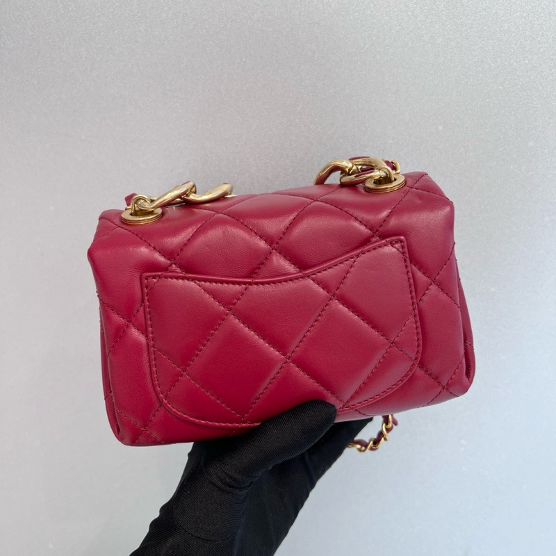 Chanel 22A酒紅粗鏈條風琴包-3