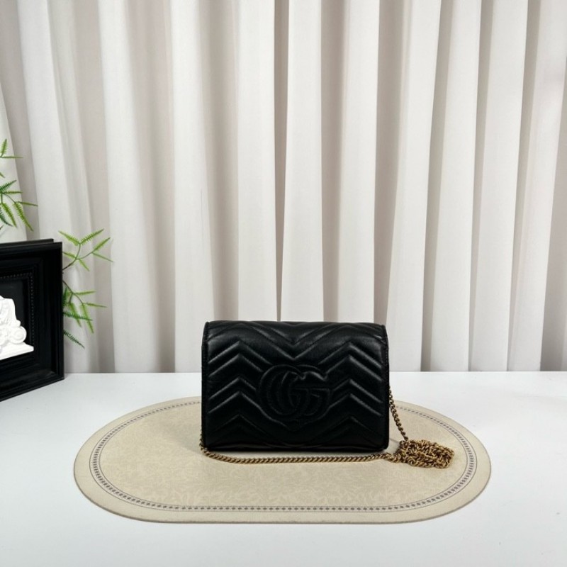 zzz Gucci古馳 marmont馬蒙woc黑金鏈條包 內裡有隔層 卡位多 容量合適 大小正好 高級有質感-6