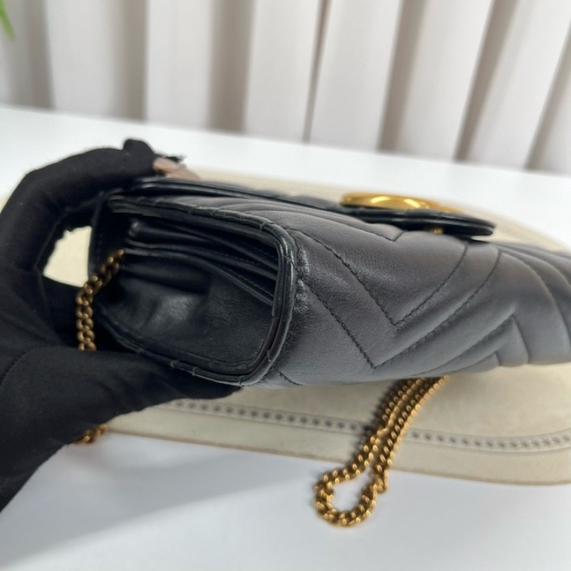 zzz Gucci古馳 marmont馬蒙woc黑金鏈條包 內裡有隔層 卡位多 容量合適 大小正好 高級有質感-12