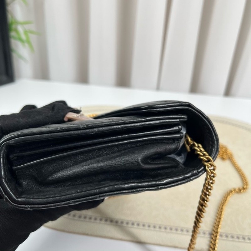 zzz Gucci古馳 marmont馬蒙woc黑金鏈條包 內裡有隔層 卡位多 容量合適 大小正好 高級有質感-14