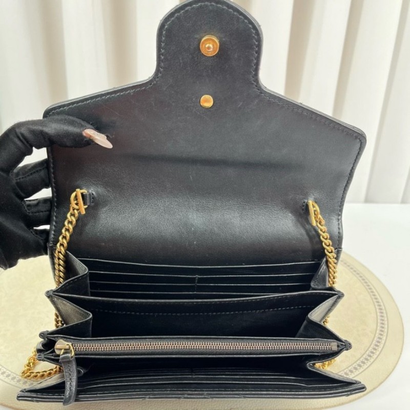 zzz Gucci古馳 marmont馬蒙woc黑金鏈條包 內裡有隔層 卡位多 容量合適 大小正好 高級有質感-16