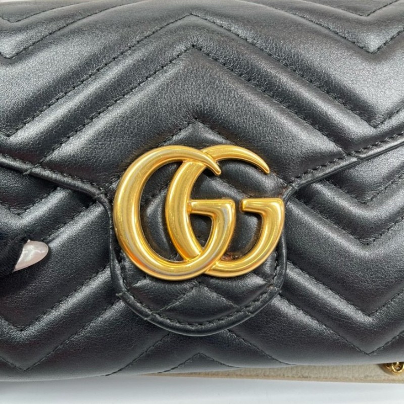 zzz Gucci古馳 marmont馬蒙woc黑金鏈條包 內裡有隔層 卡位多 容量合適 大小正好 高級有質感-17