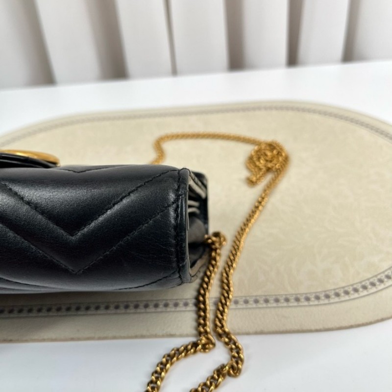 zzz Gucci古馳 marmont馬蒙woc黑金鏈條包 內裡有隔層 卡位多 容量合適 大小正好 高級有質感-20