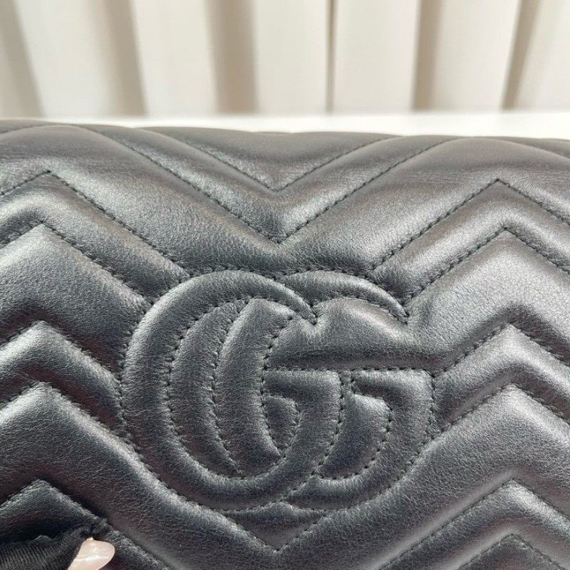 zzz Gucci古馳 marmont馬蒙woc黑金鏈條包 內裡有隔層 卡位多 容量合適 大小正好 高級有質感-21